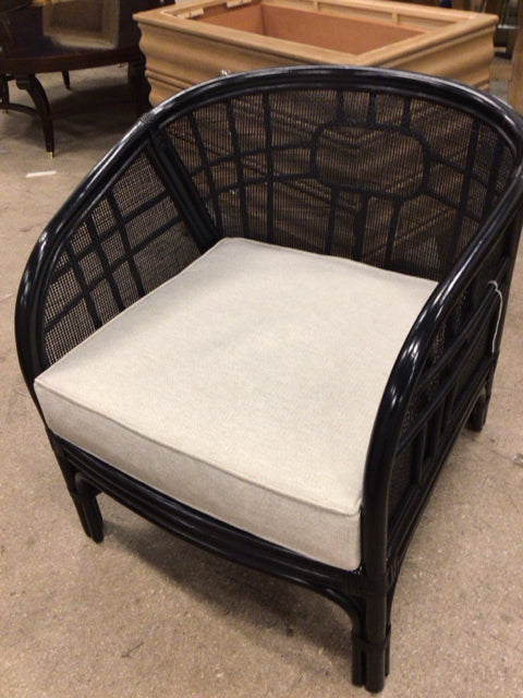 Black Rattan/Cain Rounded Back Chair