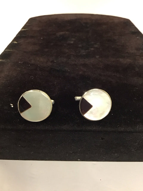 MOP/Onyx Silver Cufflinks