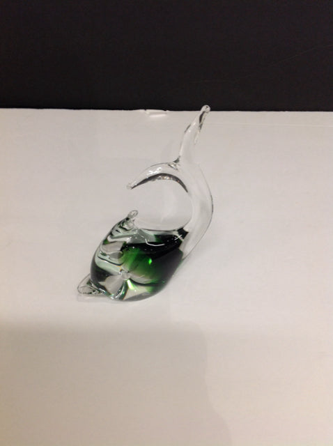 6" Art Deco Glass Fish w/Green Streak