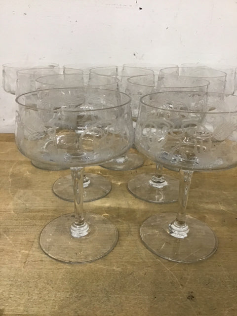 Set Of 9 4 7/8" Cambridge Marjorie Champagne Glasses