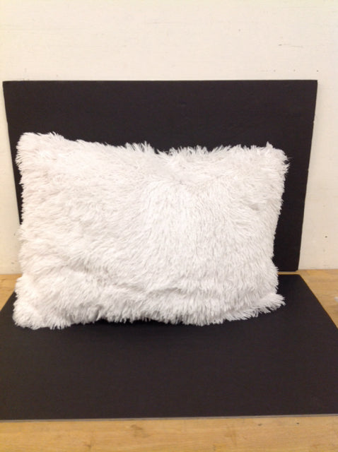 White Short Shag Pillow
