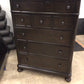 AS-IS Bassett Furniture Dark Wood Five Drawer Tall Chest(Scratches In Top)