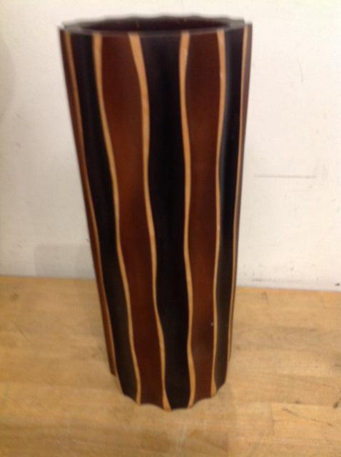 Vase- 15" Brown & Black Wood