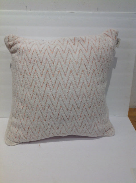 20" Frontgate Pink/White Chevron Boucle Pillow