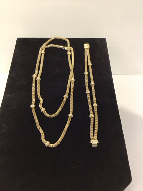 Yurman Style Gold Necklace/Bracelet Set