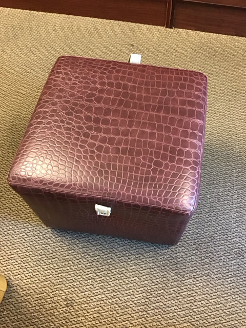 Cordovan Faux Croc Ottoman w/Casters