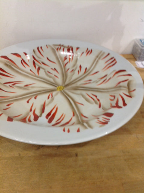 20" Painted White Flower Glass Bowl