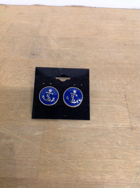 Roung Blue Earring w/Anchor