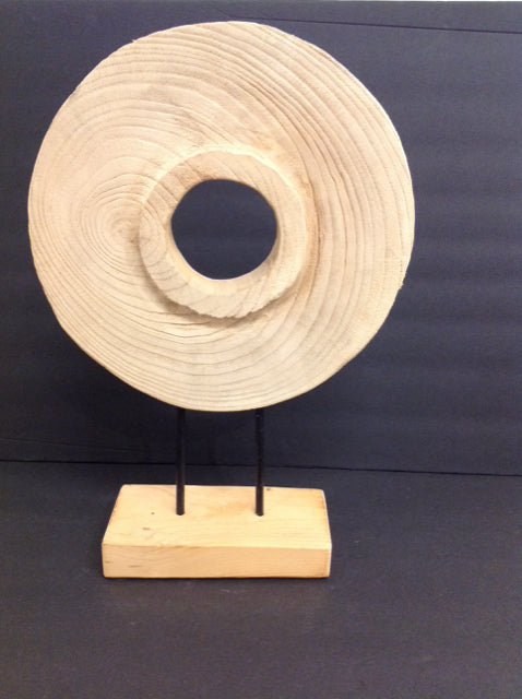 18" Wood Ring Sculpture on Stand