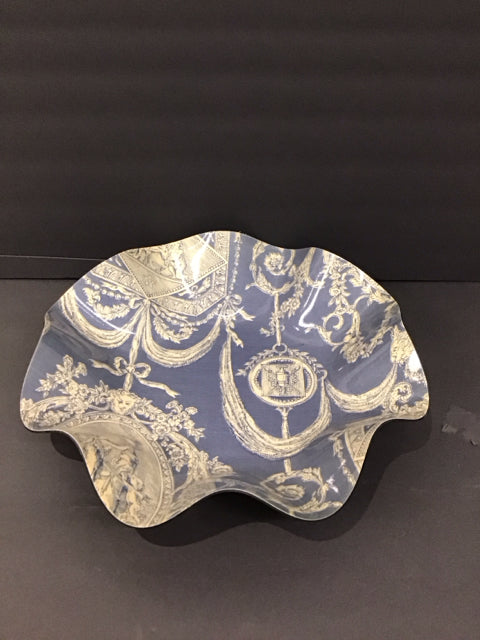 16" Blue/White Grecian Scene Plastic Bowl