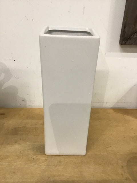 13.5" White Square Vase