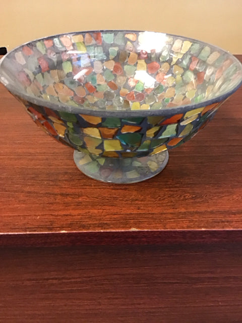 9"x4" Glass Mosaic Multi Color Bowl