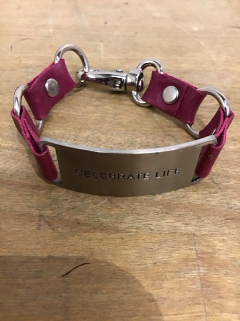 Cynthia H "Celebrate Life" Pink Leather Bracelet