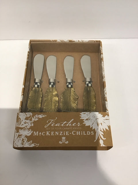 Set/4 MacKenzie Childs Feather Canape Knives