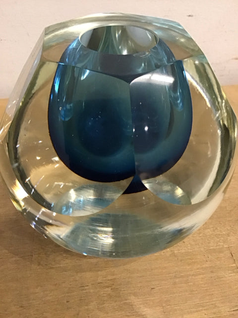 5" Global Views Azure Pentagon Vase