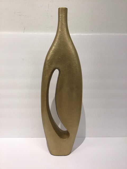 23" Gold Metal Abstract Vase