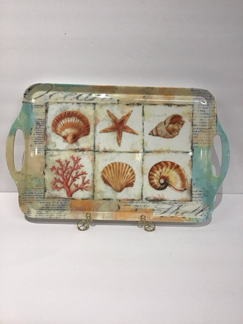 Plastic Sea Shell Tray w/Stand