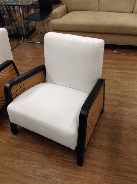 Cushioned Wood/Rattan Club Chair