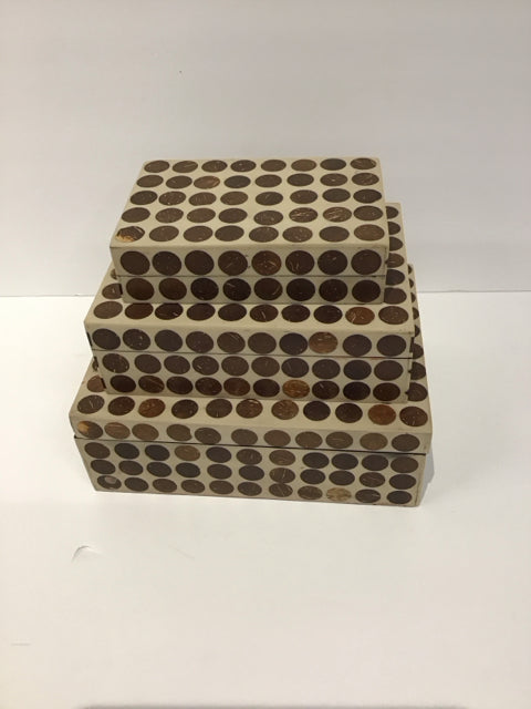 Set/3 Tan/Brown Bone Nesting Boxes