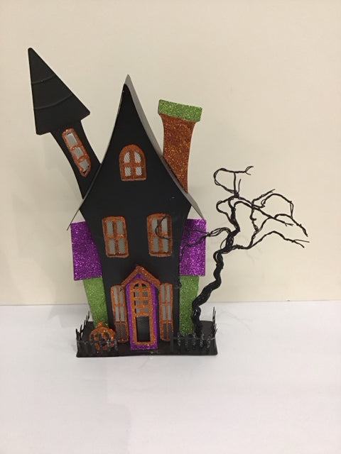 15" Black Metal Haunted House