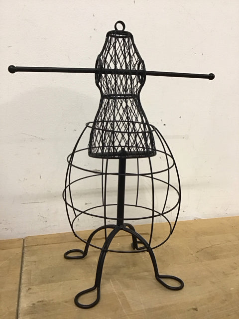 14" Black Metal Wire Dress Form Jewelry Holder