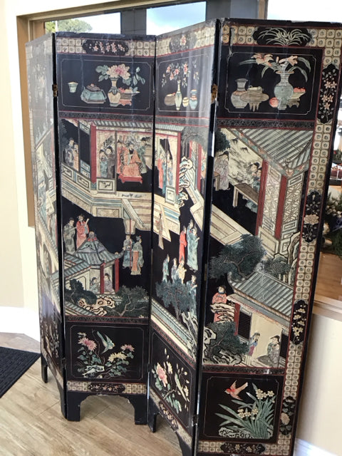 AS IS 6' Asian 4 Panel Screen Room Divider