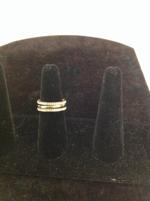 Womens Triple Gold Rings w/Rhinestones