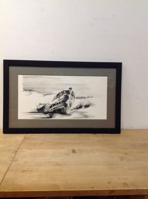 30"x18.5" Framed "Shipwreck" S/N On Paper