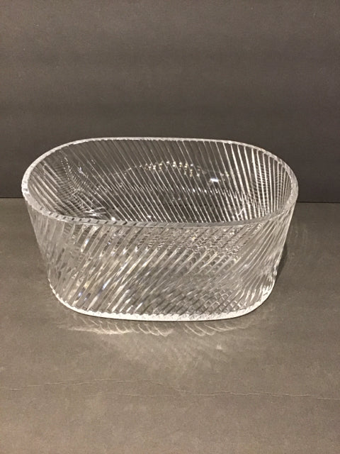 10" Oval Ribbed Crystal Bowl