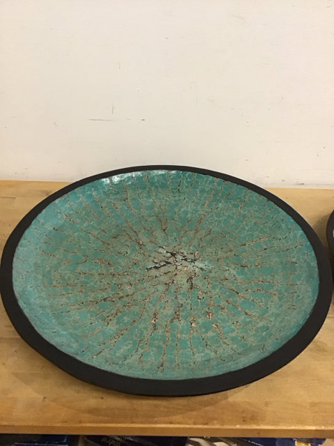 23" Artisan Teal  Abstract Decorative Bowl
