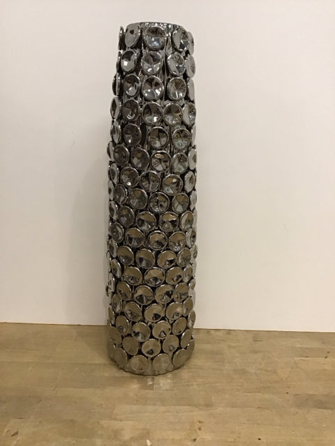 25.5" ZGallerie Silver Dimpled Ceramic Vase