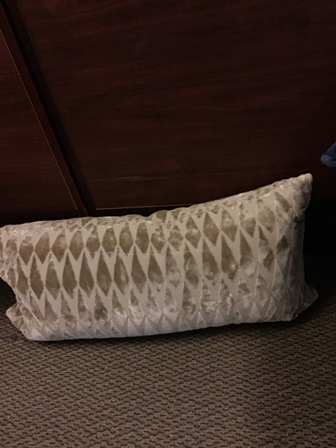 28"x15" Taupe Velvet Diamond Pattern Pillow