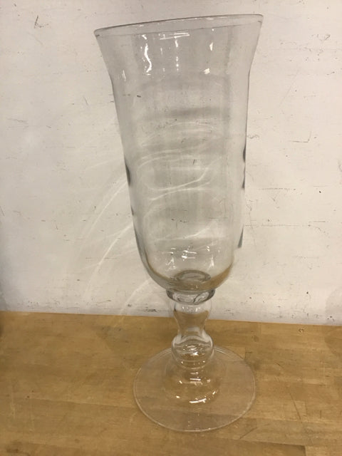 21" PB Clear Glass Pedestal Hurricane