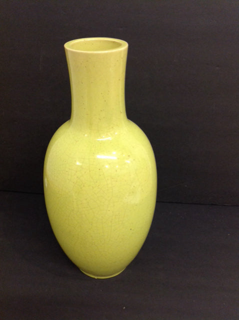 14" Green Crackled Ceramic Vase