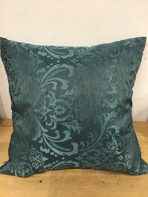 17" Teal Jacquard Down Filled Pillow