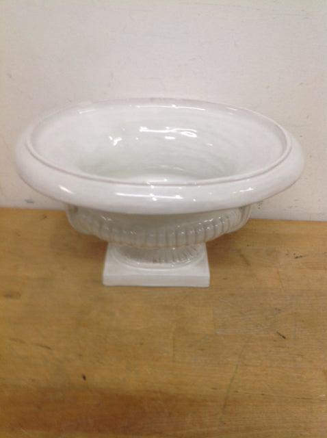 Bowl- 12" Italy Footed White Ceramic