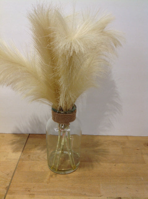 8" Faux Pampas Grass in Glass Bottle
