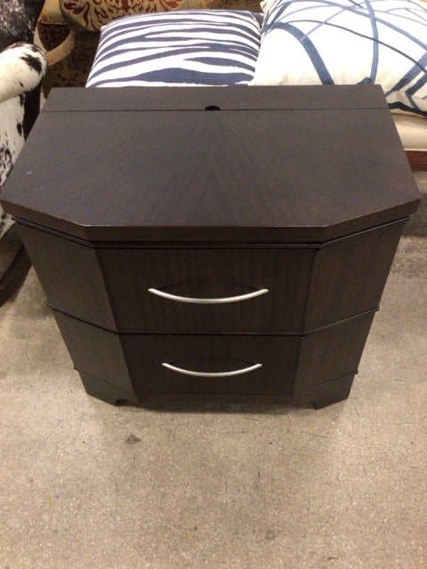 Dark Wood Two Drawer Nightstand