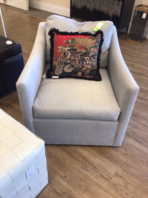RH Grey Fabric Lounge Chair