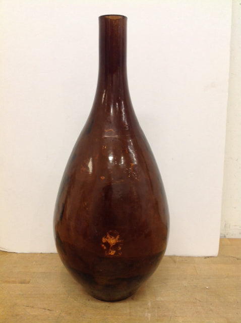 19.5" Brown Glass Vase w/Narrow Opening