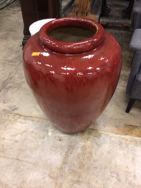 32" Red Ceramic Planter