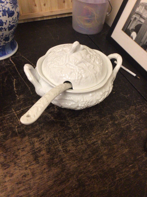 Ceramic White Bowl W/Spoon