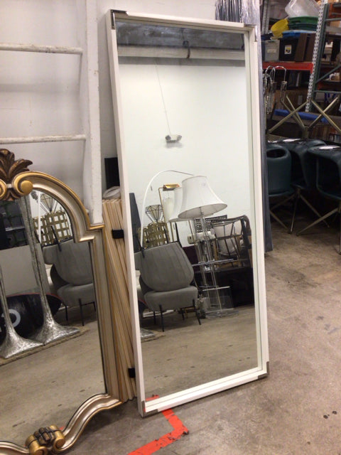 28" X 68" West Elm White Framed Floor Mirror