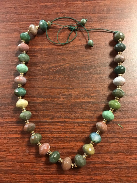Agate Beaded W/Goldrone Spacers Necklace