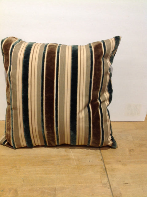 Brown/Green Velvet Striped Pillow