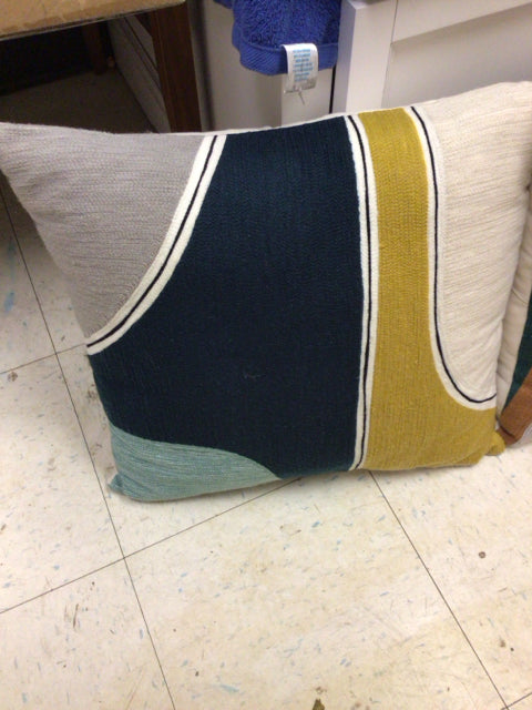 White/Black/Blue Stripe Pillow