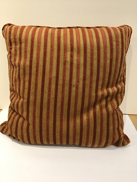 Gold/Red Chenille Stripe Down Fill Pillow