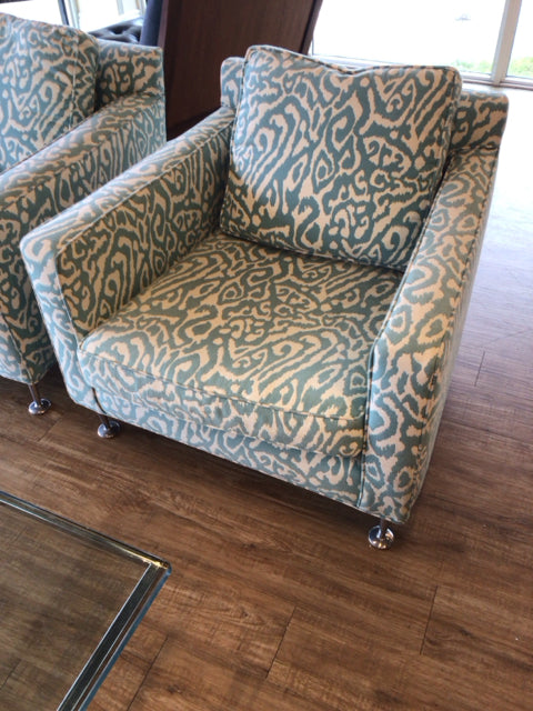 Teal/White Pattern Chair