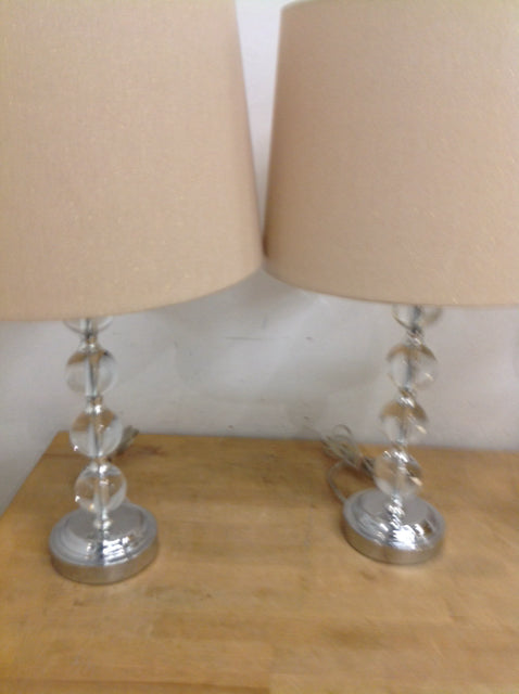 25" Pair Of Stacked Glass Ball Lamps