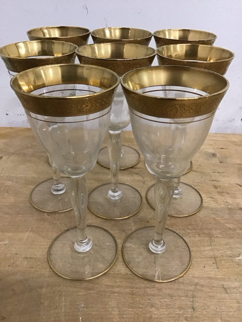 Set Of 8 5 3/8" Claret Wine Mintor Clear By Tiffan-Franciscan
